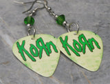 Green Korn Guitar Pick Earrings with Green Swarovski Crystals