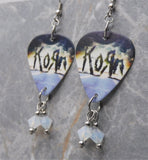 Korn The Path of Totality Guitar Pick Earrings with Opal Swarovski Crystal Dangles