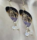 Korn The Path of Totality Guitar Pick Earrings with Opal Swarovski Crystal Dangles