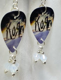 Korn The Path of Totality Guitar Pick Earrings with Opal Swarovski Crystal Dangles