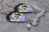 Korn The Path of Totality Guitar Pick Earrings with Opal Swarovski Crystal Dangles