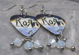Korn The Path of Totality Guitar Pick Earrings with Opal Swarovski Crystal Dangles
