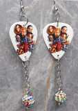 Korn Cartoon Group Picture Guitar Pick Earrings with MultiColor Pave Beads