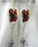 Korn Cartoon Group Picture Guitar Pick Earrings with MultiColor Pave Beads