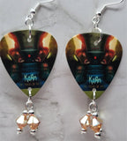 Korn The Paradigm Shift Guitar Pick Earrings with Metallic Sunshine Swarovski Crystal Dangles