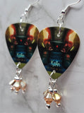 Korn The Paradigm Shift Guitar Pick Earrings with Metallic Sunshine Swarovski Crystal Dangles