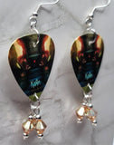 Korn The Paradigm Shift Guitar Pick Earrings with Metallic Sunshine Swarovski Crystal Dangles