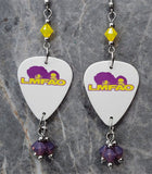 LMFAO Guitar Pick Earrings with Cyclamen Opal and Yellow Opal Swarovski Crystals