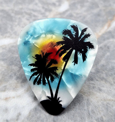 Palm Tree Silhouette Guitar Pick Pin or Tie Tack