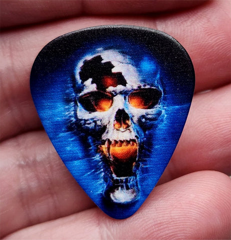 Skull with Fire Inside Guitar Pick Pin or Tie Tack