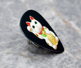 Lucky Cat Black Guitar Pick Pin or Tie Tack