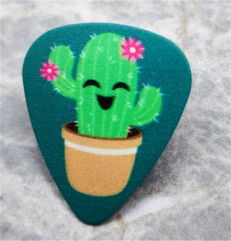 Flowering Cute Cactus Guitar Pick Pin or Tie Tack