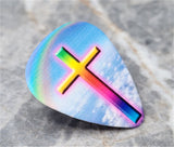 God's Promise Cross with Rainbow Guitar Pick Pin or Tie Tack