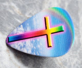 God's Promise Cross with Rainbow Guitar Pick Pin or Tie Tack