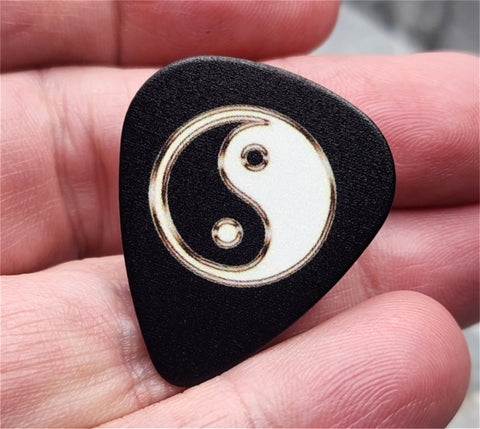 Yin and Yang Black Guitar Pick Pin or Tie Tack