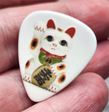Lucky Cat White Guitar Pick Pin or Tie Tack