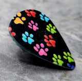 Colorful Paw Prints Guitar Pick Pin or Tie Tack