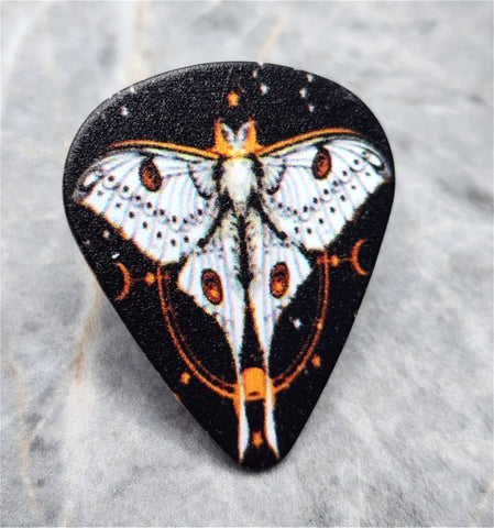 Celestial Lunar Moth Guitar Pick Pin or Tie Tack