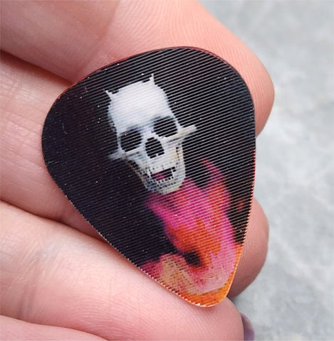 Holographic Demon Skull in Flames Guitar Pick Pin or Tie Tack
