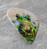 Adorable Frog with Daisies Guitar Pick Pin or Tie Tack