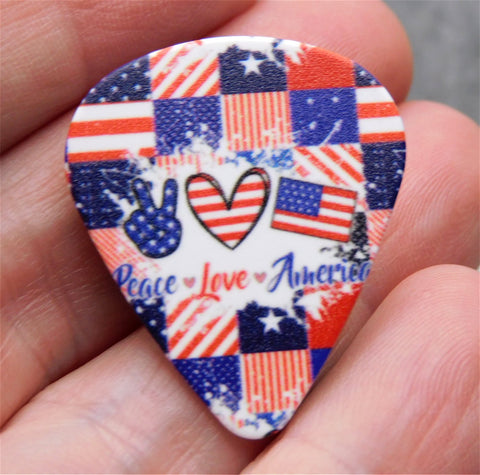Peace Love America Guitar Pick Pin or Tie Tack