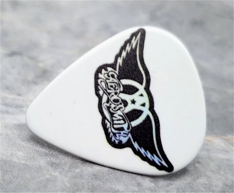 Aerosmith Logo Black and White Guitar Pick Lapel Pin or Tie Tack