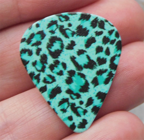 Teal and Black Leopard Print Guitar Pick Pin or Tie Tack