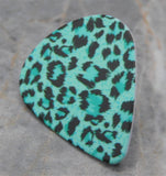 Teal and Black Leopard Print Guitar Pick Pin or Tie Tack