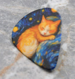 Orange Cat Starry Night Guitar Pick Pin or Tie Tack