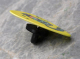 Fat Tailed Black Cat and Flowers Guitar Pick Pin or Tie Tack
