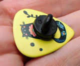 Fat Tailed Black Cat and Flowers Guitar Pick Pin or Tie Tack