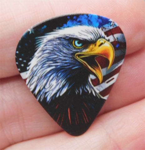 Bald Eagle with an American Flag Guitar Pick Pin or Tie Tack