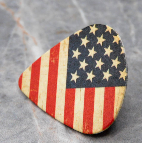 Aged American Flag Guitar Pick Pin or Tie Tack