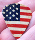 Aged American Flag Guitar Pick Pin or Tie Tack