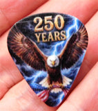 Bald Eagle with an American Flag 250 Years Guitar Pick Pin or Tie Tack