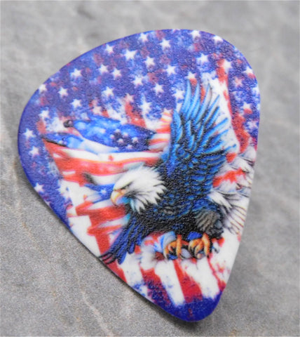 Bald Eagle and an American Flag Guitar Pick Pin or Tie Tack