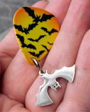Swarm of Bats Guitar Pick Pin or Tie Tack with Stainless Steel Bat Charm