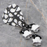 Halloween Boo Ghost Guitar Pick Pin or Tie Tack with White Ghost Dangles