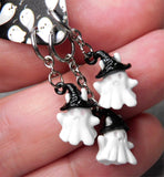 Halloween Boo Ghost Guitar Pick Pin or Tie Tack with White Ghost Dangles