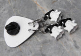 Halloween Boo Ghost Guitar Pick Pin or Tie Tack with White Ghost Dangles