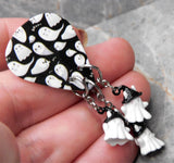 Halloween Boo Ghost Guitar Pick Pin or Tie Tack with White Ghost Dangles