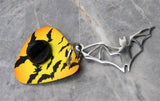 Swarm of Bats Guitar Pick Pin or Tie Tack with Stainless Steel Bat Charm Dangle