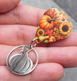 Autumnal Harvest Guitar Pick Pin or Tie Tack with a Stainless Steel Pumpkin Charm