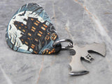 Spooky Mansion Guitar Pick Pin or Tie Tack with Stainless Steel Bat Charm Dangles
