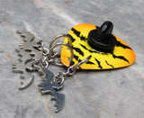 Swarm of Bats Guitar Pick Pin or Tie Tack with Stainless Steel Bat Charm Dangles