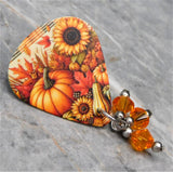 Autumnal Harvest Guitar Pick Pin or Tie Tack with Orange Swarovski Crystal Dangles