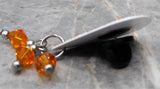 Autumnal Harvest Guitar Pick Pin or Tie Tack with Orange Swarovski Crystal Dangles
