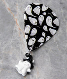 Halloween Boo Ghost Guitar Pick Pin or Tie Tack with a White Ghost Dangle