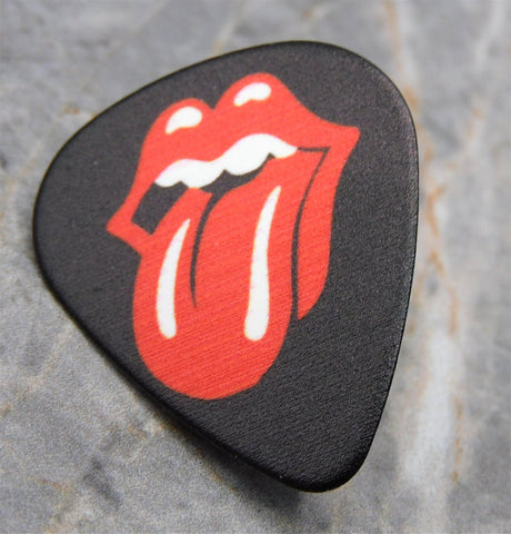 Rolling Stones Logo Black Guitar Pick Lapel Pin or Tie Tack