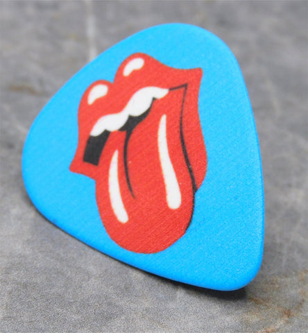 Rolling Stones Logo Blue Guitar Pick Lapel Pin or Tie Tack